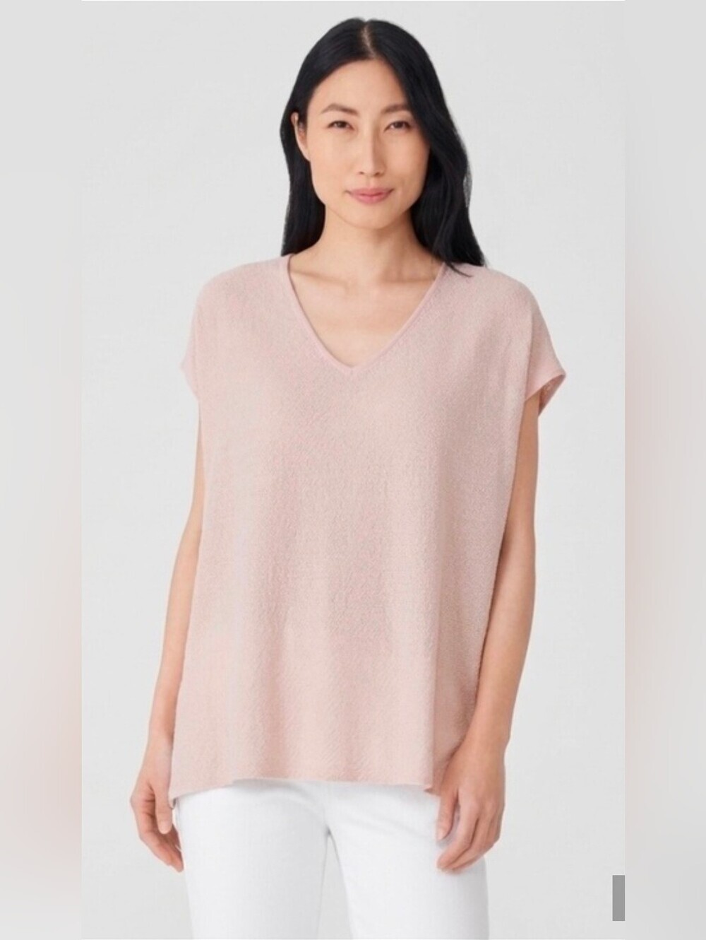Eileen Fisher Merino Wool Sweater Pullover Tunic In Light Pink Size S